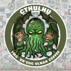 Vinyl Decals Sticker - Cthulhu Demands Coffee! Note: (3, 4, 6 AND 8 INCHES)