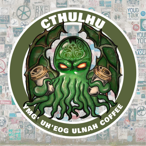 Vinyl Decals Sticker - Cthulhu Demands Coffee! Note: (3, 4, 6 AND 8 INCHES)