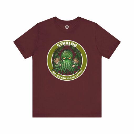 T-Shirt - CTHULHU, Your God Demands Coffee in R'lyehian. Funny shirt for fans of HP Lovecraft and cosmic horror. - Image 12