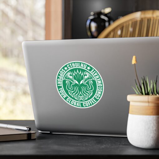 Vinyl Decal Sticker: Cthulhu Support Your Local Coffee Conglomerate - Image 12