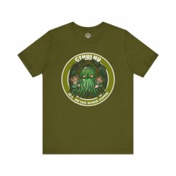 T-Shirt - CTHULHU, Your God Demands Coffee in R'lyehian. Funny shirt for fans of HP Lovecraft and cosmic horror.