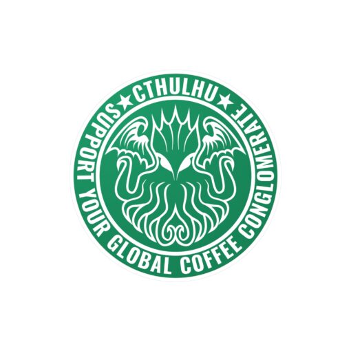 Vinyl Decal Sticker: Cthulhu Support Your Local Coffee Conglomerate - Image 13