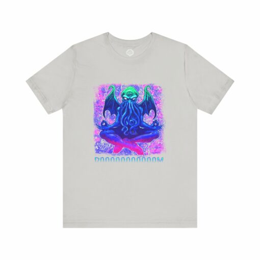 Meditating Cthulhu Unisex Tee - Lovecraftian Doom Meditation Shirt - Image 2