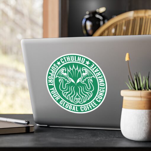 Vinyl Decal Sticker: Cthulhu Support Your Local Coffee Conglomerate - Image 16