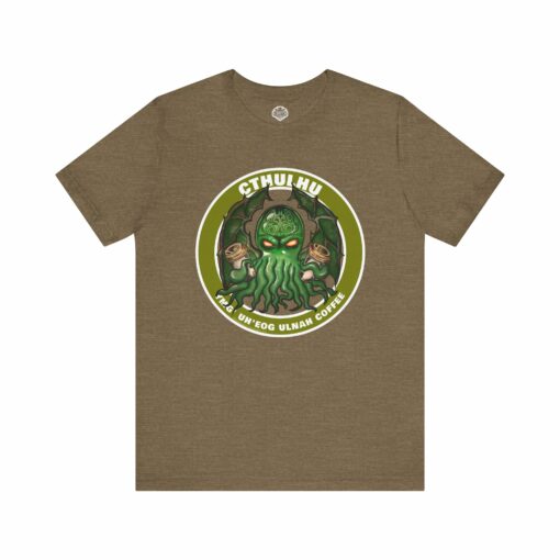 T-Shirt - CTHULHU, Your God Demands Coffee in R'lyehian. Funny shirt for fans of HP Lovecraft and cosmic horror. - Image 7