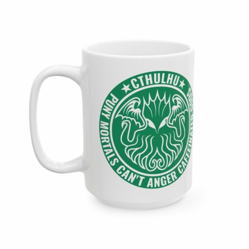 Ceramic Mug Cthulhu Inspired Puny Humans Caffeinated Gods Parody Green Color Lovecraft Fans 11oz 15oz - Image 7