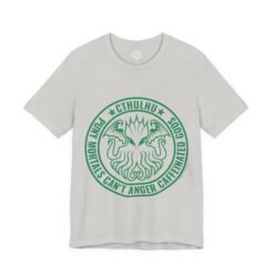 Funny Cthulhu T-Shirt: 'Puny Humans Can't Anger Caffeinated Gods'
