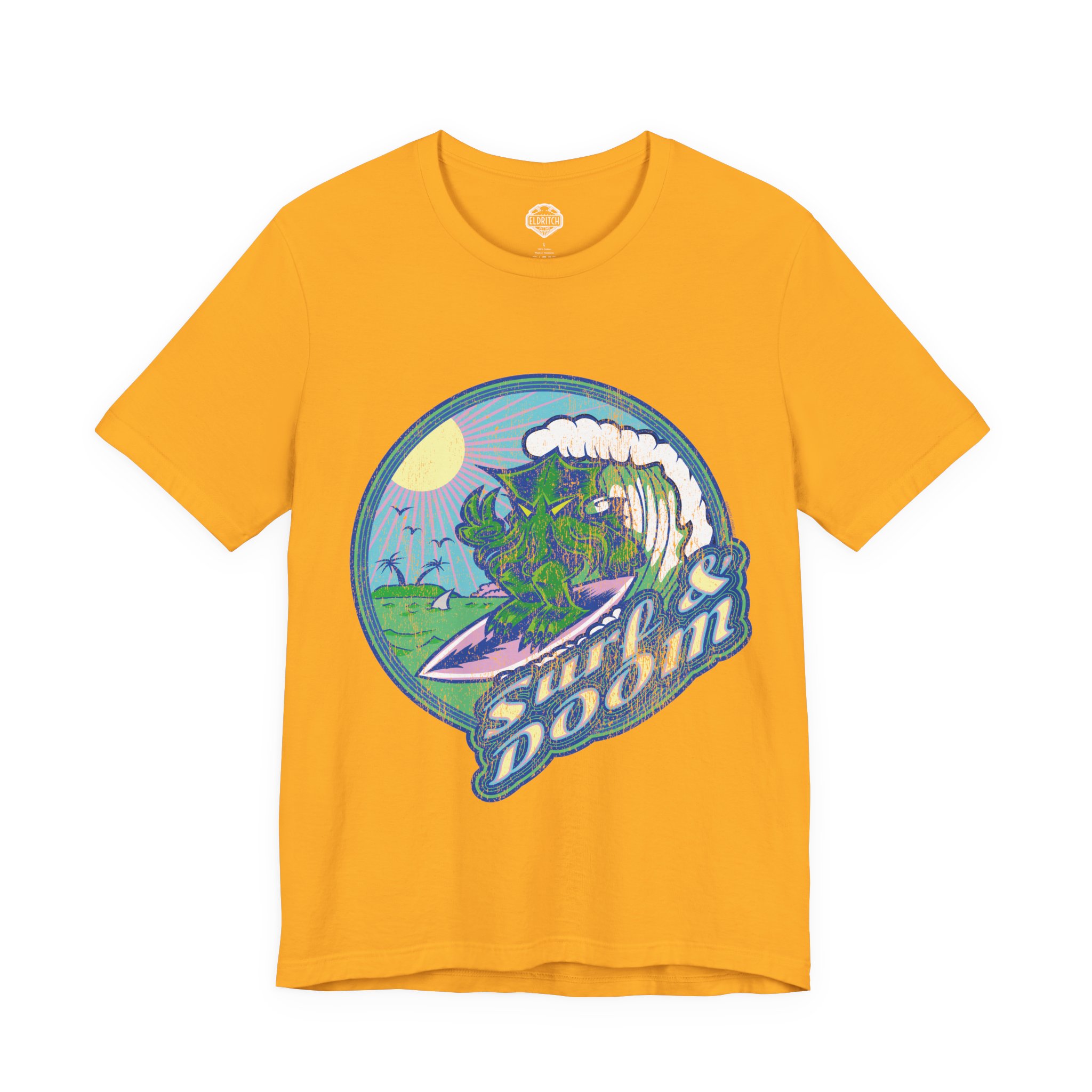 Vintage look Cthulhu Surf and Doom T-Shirt - Image 5